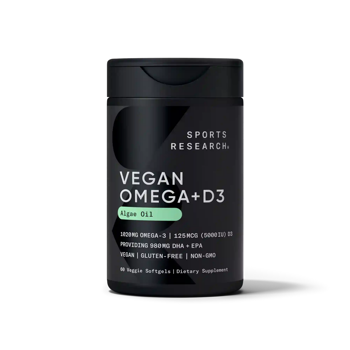 Vegan Omega-3 1400mg + Vitamin D3 5000iu (60 veggie softgels)